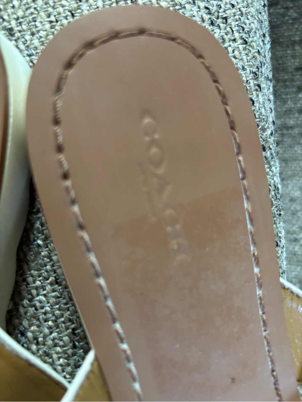 Coach White Leather Platform Thong Sandals with Brown Footbed - Picture 13 of 15